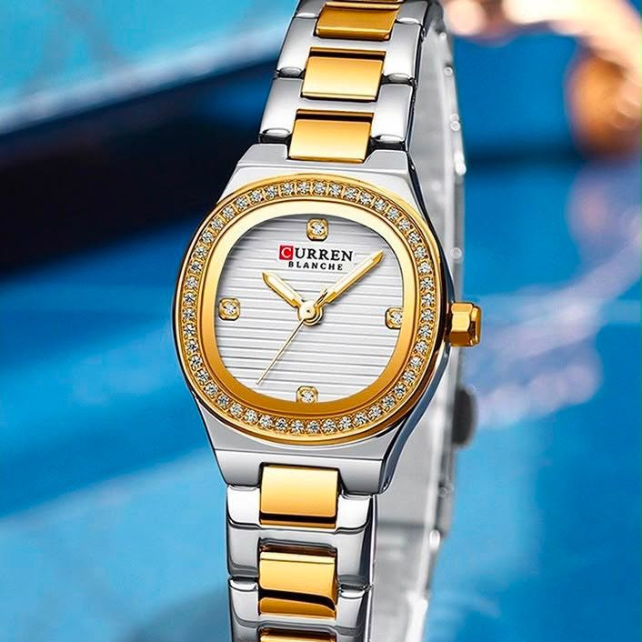 Reloj CURREN Blanche para Mujer | Bicolor Dorado, Plateado y Esfera Blanca