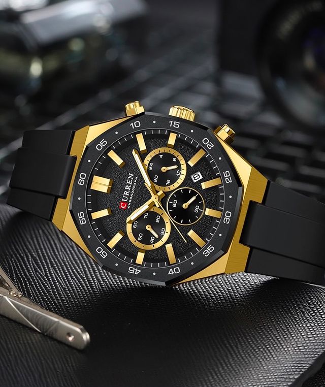 Reloj CURREN Luxury Gold Black Chronograph para hombre