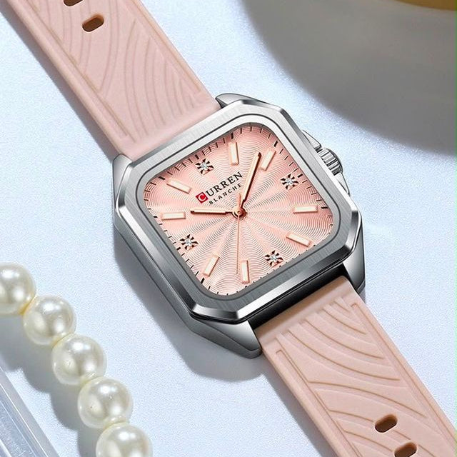 Reloj CURREN Blanche para Mujer – Elegancia Moderna con Correa Rosa y Esfera Rosé