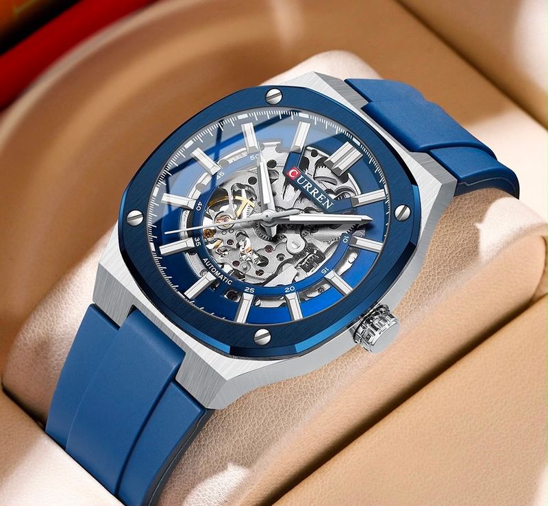 Reloj CURREN Automático Skeleton Blue Ocean para hombre