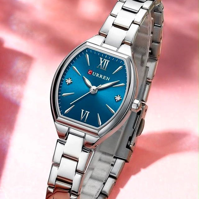 Reloj CURREN para Mujer | Plateado con Esfera Azul Elegante