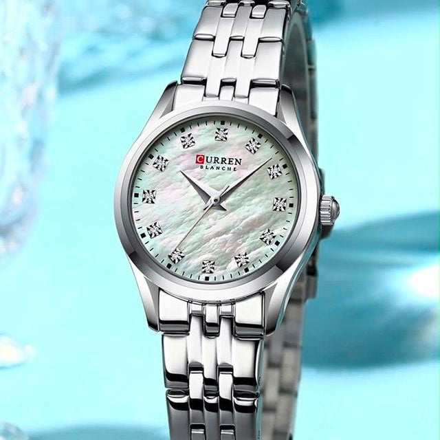 Reloj CURREN Blanche para Mujer | Plateado con Esfera Nácar Blanca