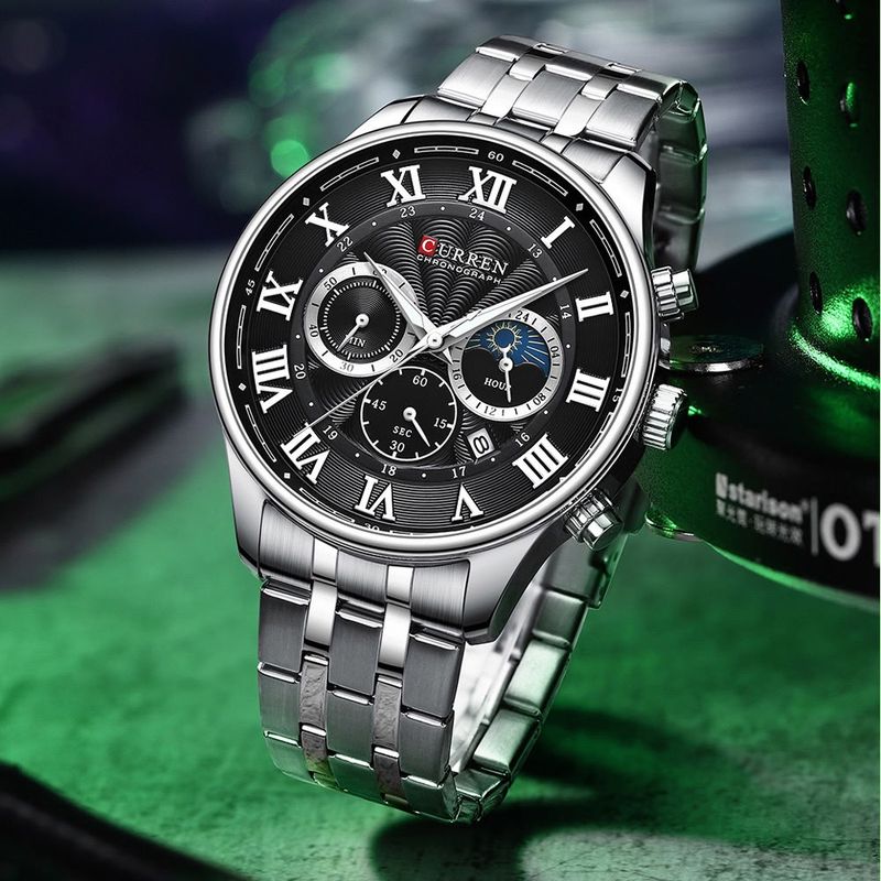 Reloj CURREN Chronograph Classic Silver Black
