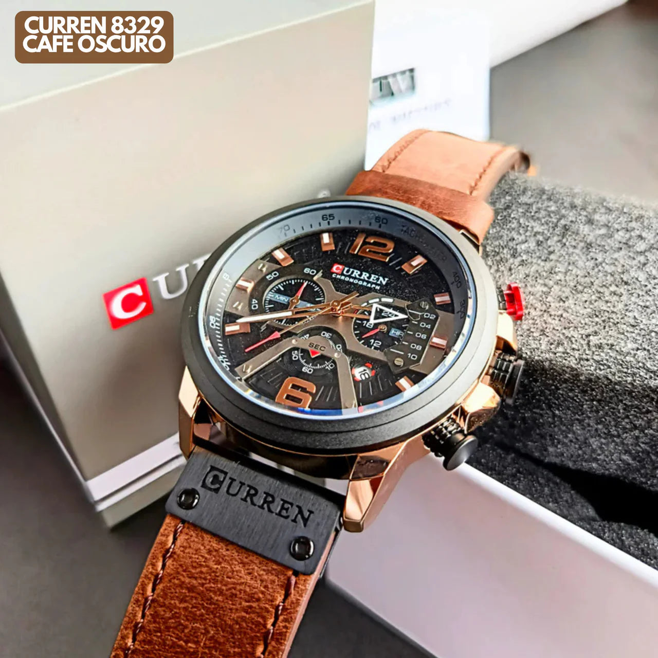 CURREN 8329 EN CUERO CAFE OSCURO