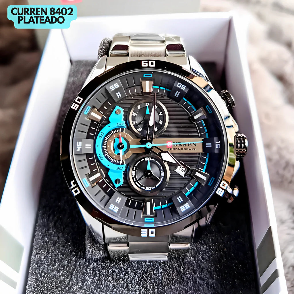 CURREN CRONÓGRAFO 8402 PLATA