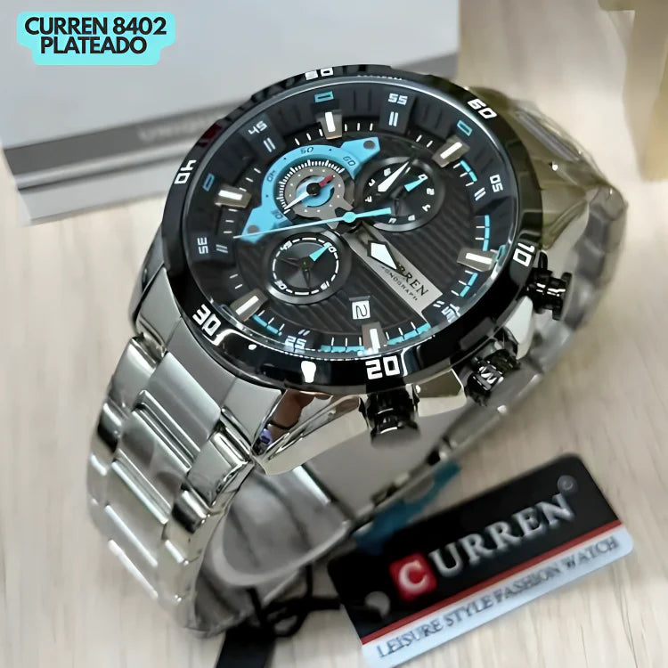 CURREN CRONÓGRAFO 8402 PLATA