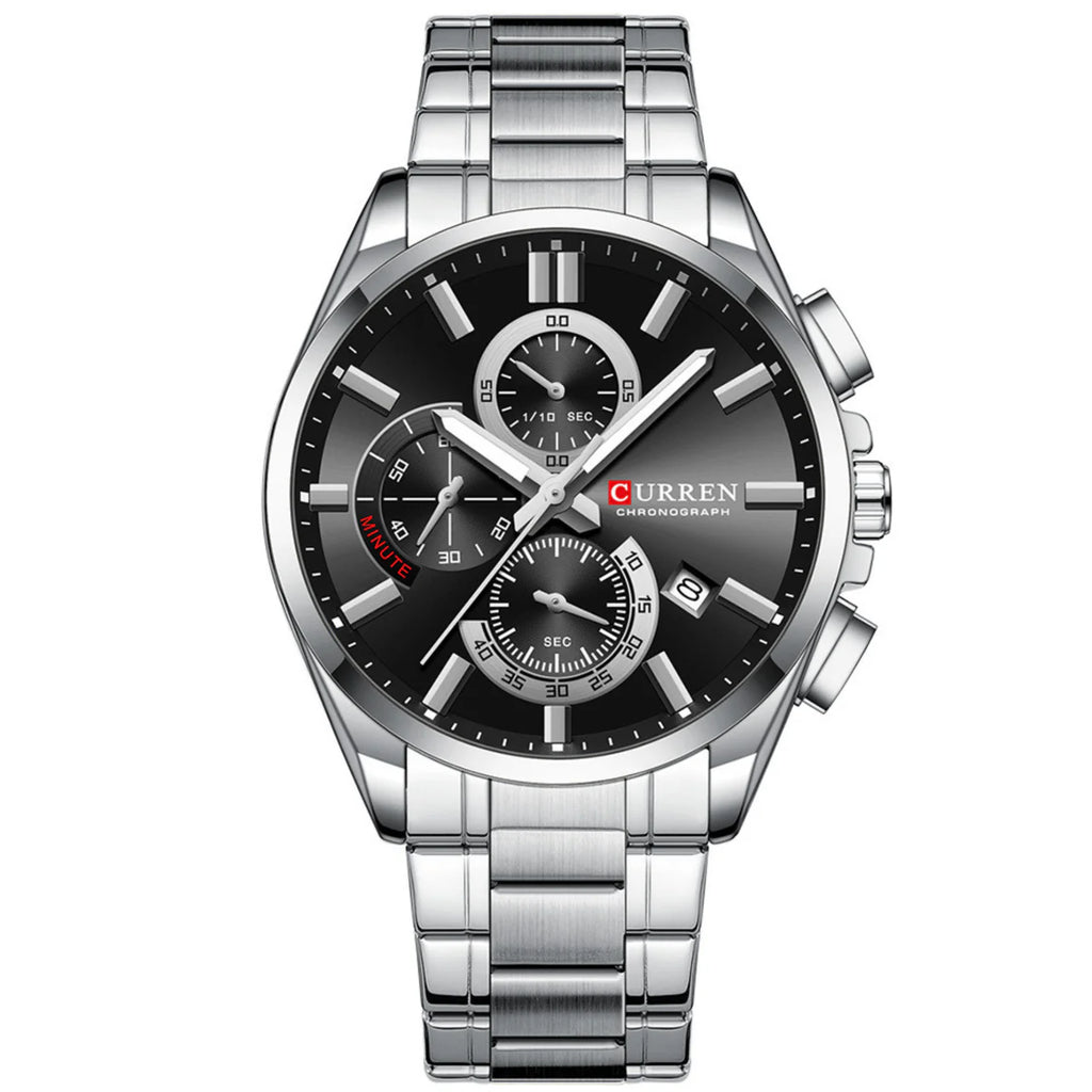 CURREN 8475 PLATA FONDO NEGRO