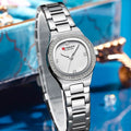 Reloj CURREN Blanche para Mujer | Plateado con Cristales y Esfera Plateada