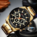 Reloj CURREN Gold Black Luxury Chronograph para hombre