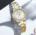 Reloj CURREN Blanche para Mujer – Elegancia Bicolor con Bisel de Cristales y Esfera Blanca
