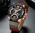 Reloj CURREN Cronógrafo – Oro Rosa con Esfera Negra y Correa Marrón