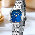 Reloj CURREN Blanche para Mujer – Elegancia Plateada con Esfera Azul y Diseño Octagonal