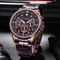 CURREN Chronograph Luxury Brown Gold Hombre