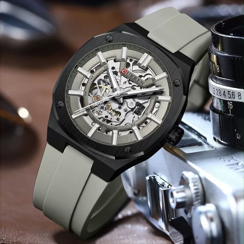 Reloj CURREN Automático Skeleton Military Grey para hombre
