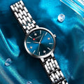 Reloj CURREN Blanche para Mujer – Elegancia Plateada con Esfera Azul Turquesa