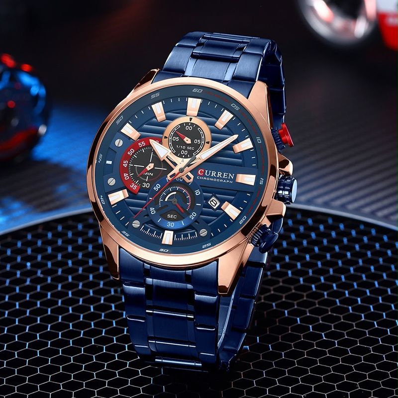 Reloj CURREN Blue Rose Gold Chronograph