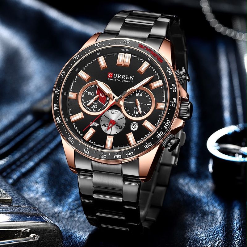 Reloj CURREN Chronograph Black &amp; Rose Gold para Hombre