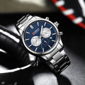 Reloj CURREN para Hombre Plateado – Cronógrafo con Esfera Azul