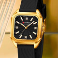 Reloj CURREN Blanche para Mujer | Dorado con Correa Negra de Silicona
