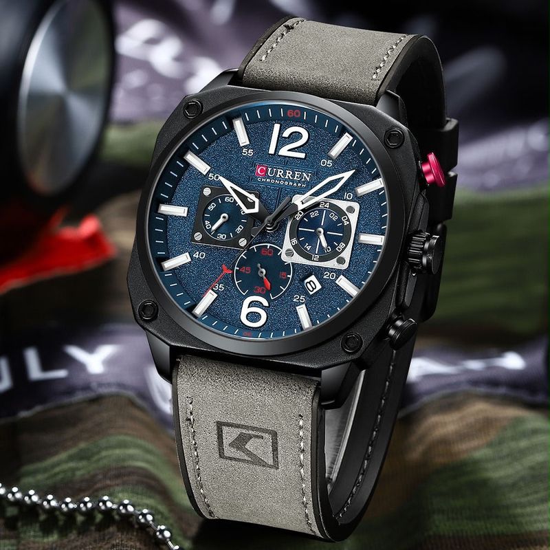 Reloj CURREN Cronógrafo Azul Militar para Hombre
