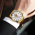 Reloj CURREN Cronógrafo Dorado con Esfera Blanca para Hombre