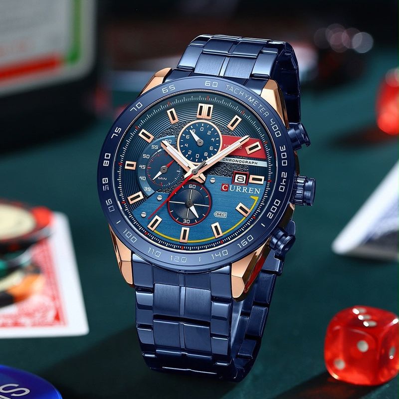 Reloj CURREN Chronograph Racing Blue Gold para hombre