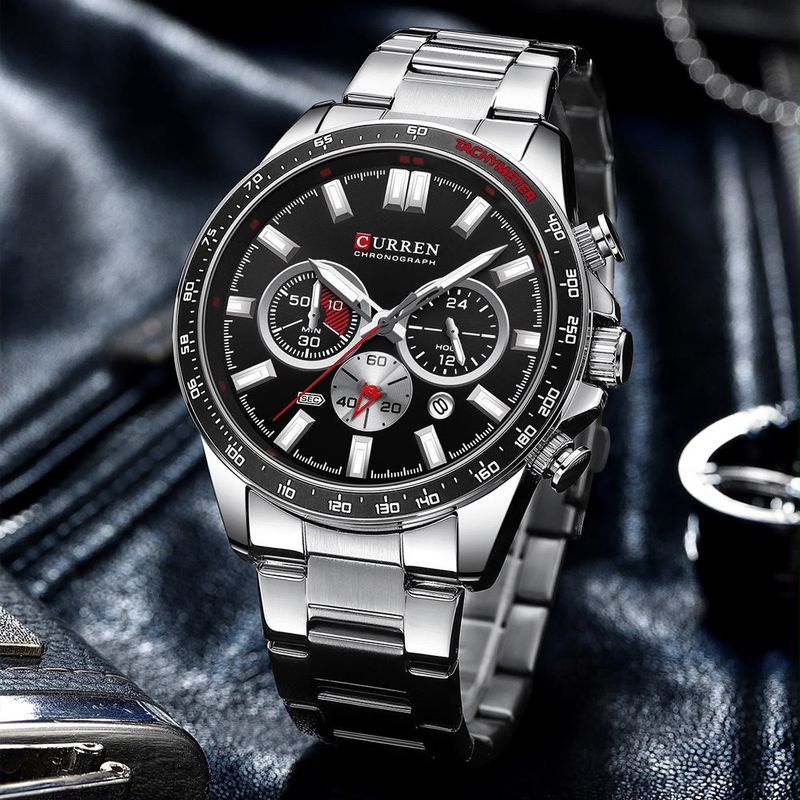 Reloj CURREN Silver Black Chronograph hombre